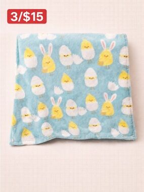 Fleece Throw Blanket 50x70 Easter Chick Bunny Blue Soft Cozy